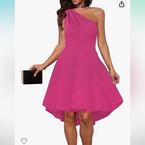 NWT  One Shoulder Dress Vintage A-line High Low Hem Skater Cocktail Party Dress
